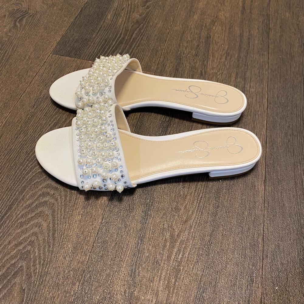 White slides with pearl/sequin detail. - Picture 3 of 5
